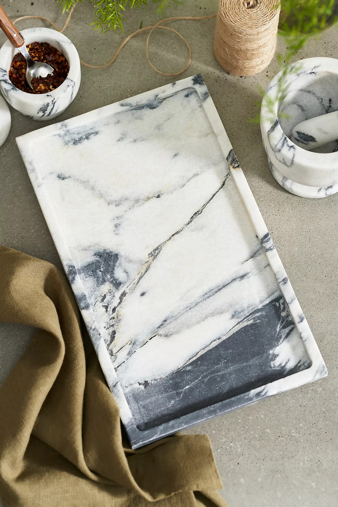Smoky White Marble Serving Tray | Terrain