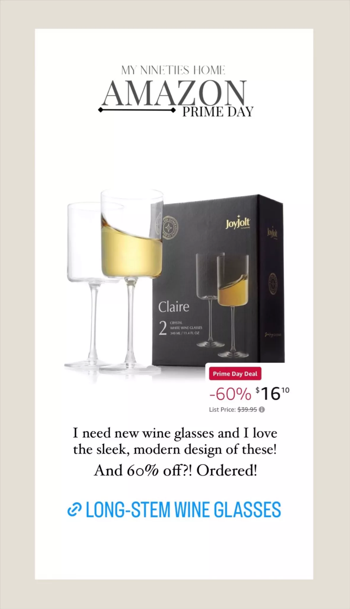 JoyJolt Claire Crystal Wine Glass Set