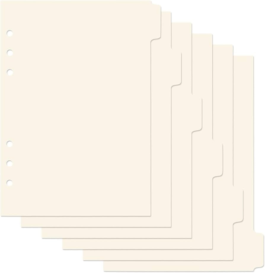 A5 Plastic Binder Dividers 6 Holes Durable Plastic Tab Dividers for 6-Ring Binders, Notebooks, Pl... | Amazon (US)