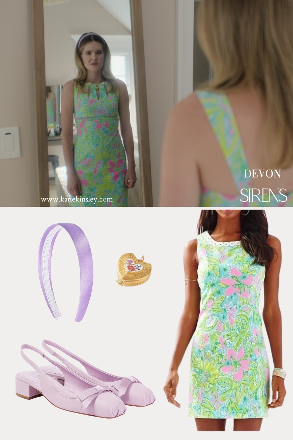 Netflix Sirens: Devon wearing lavender shoes and a green dress

#LTKStyleTip