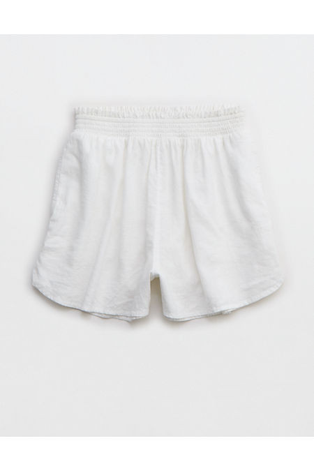 Aerie Pool-To-Party Linen Blend High Waisted Short Women's White M | Aerie