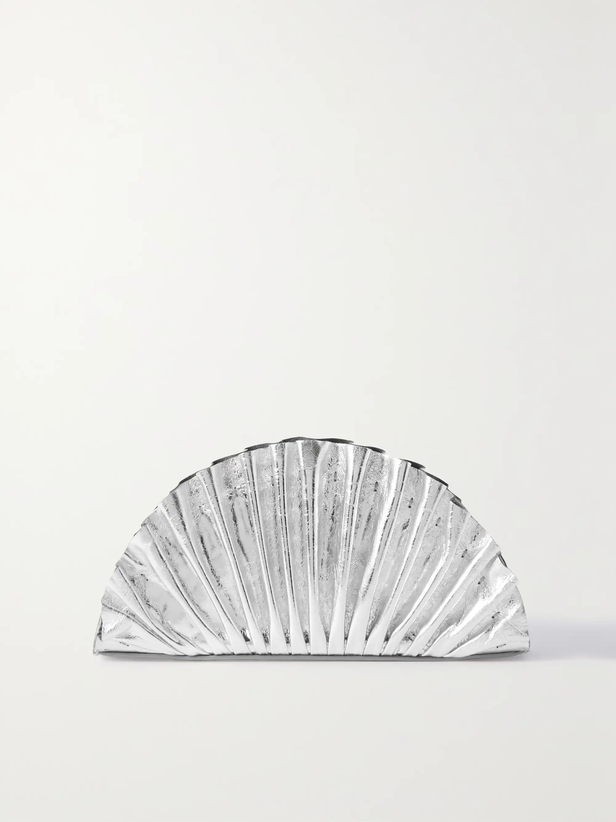 Nala ruched metallic leather clutch | NET-A-PORTER (US)