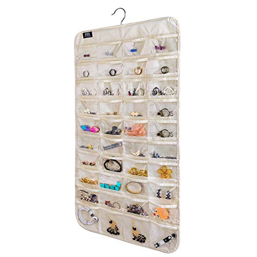 Hanging Jewelry Organizer,Accessories Organizer,80 Pocket Organizer for Holding Jewelries（Beige... | Amazon (US)