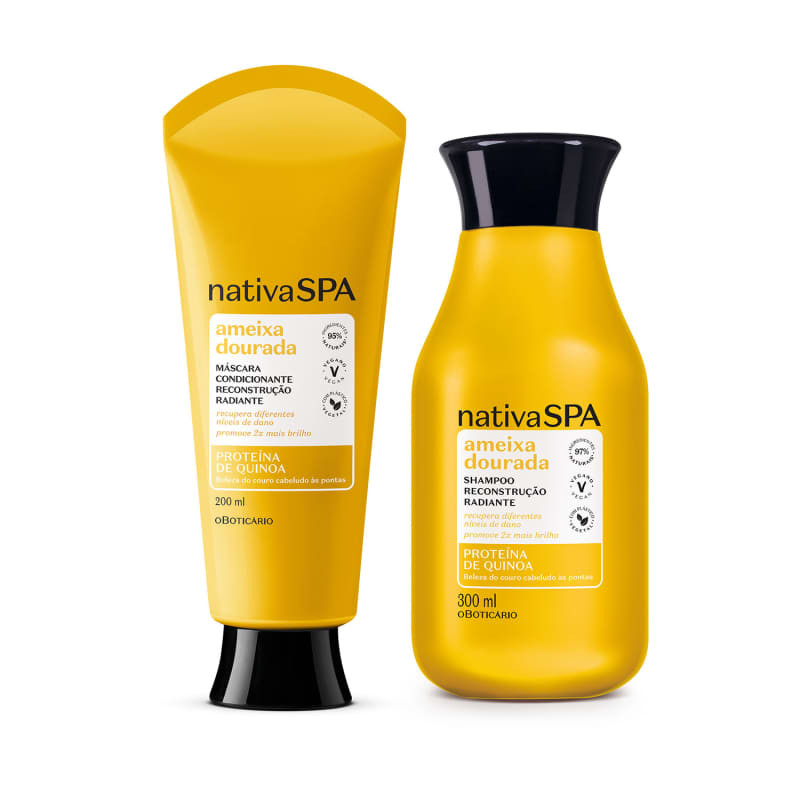 Combo Nativa SPA Ameixa Dourada: Shampoo 300ml + Máscara Condicionante 200ml | oBoticario (BR)