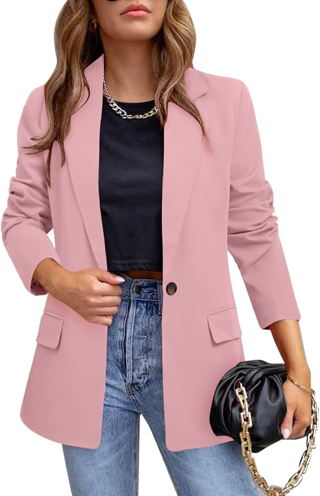 CRAZY GRID Womens Casual Blazer Jacket Long Sleeve Open Front Work Office Blazer Lapel Button Jac... | Amazon (US)