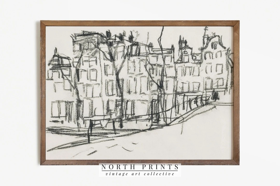 Vintage Architecture Sketch | Abstract Line Drawing Amsterdam PRINTABLE | 521 | Etsy (US)