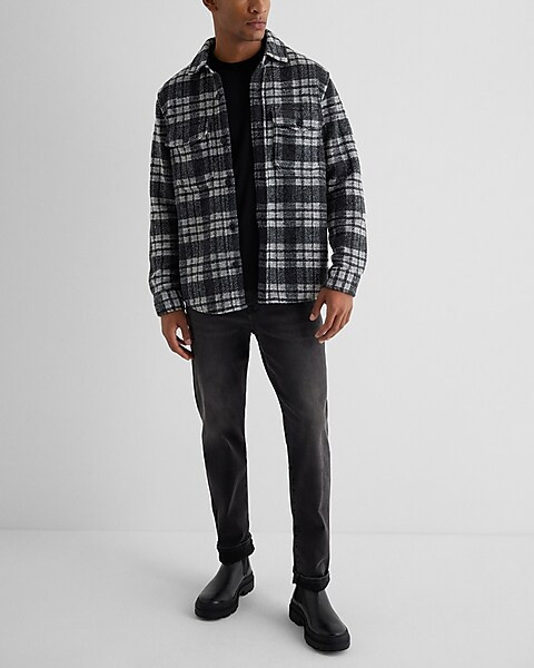Plaid Wool-Blend Shirt Jacket | Express