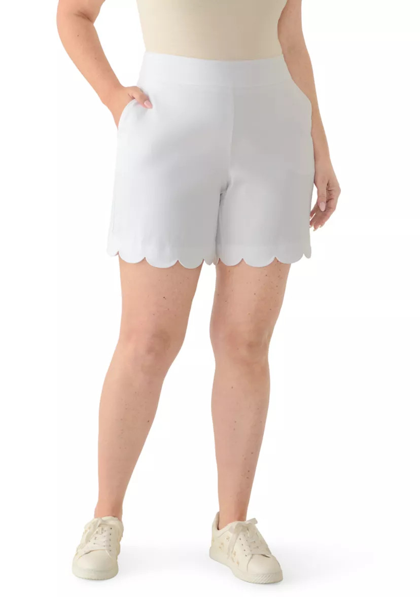 Plus Size Millennium Scallop Shorts | Belk