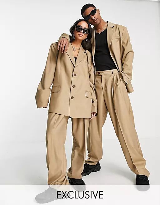 COLLUSION Unisex oversized dad blazer in camel - part of a set | ASOS | ASOS (Global)