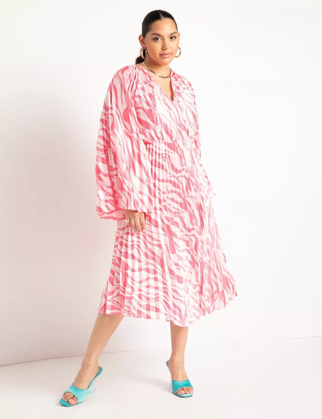 Pleated Printed Dress | Eloquii