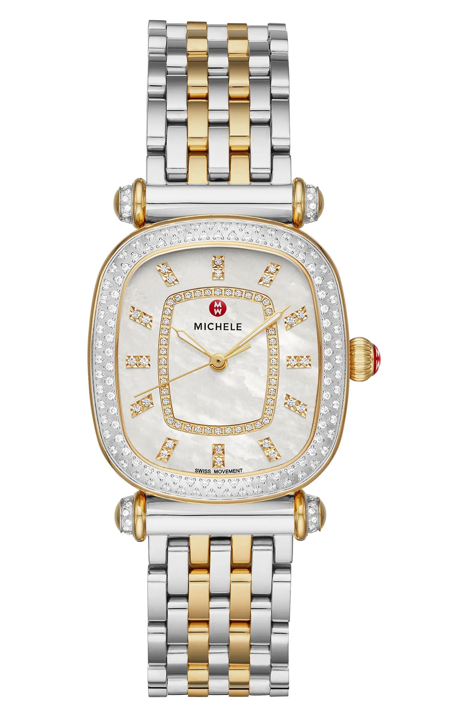 Caber Isle Diamond Dial Diamond Two-Tone Watch Head & Bracelet, 32mm | Nordstrom