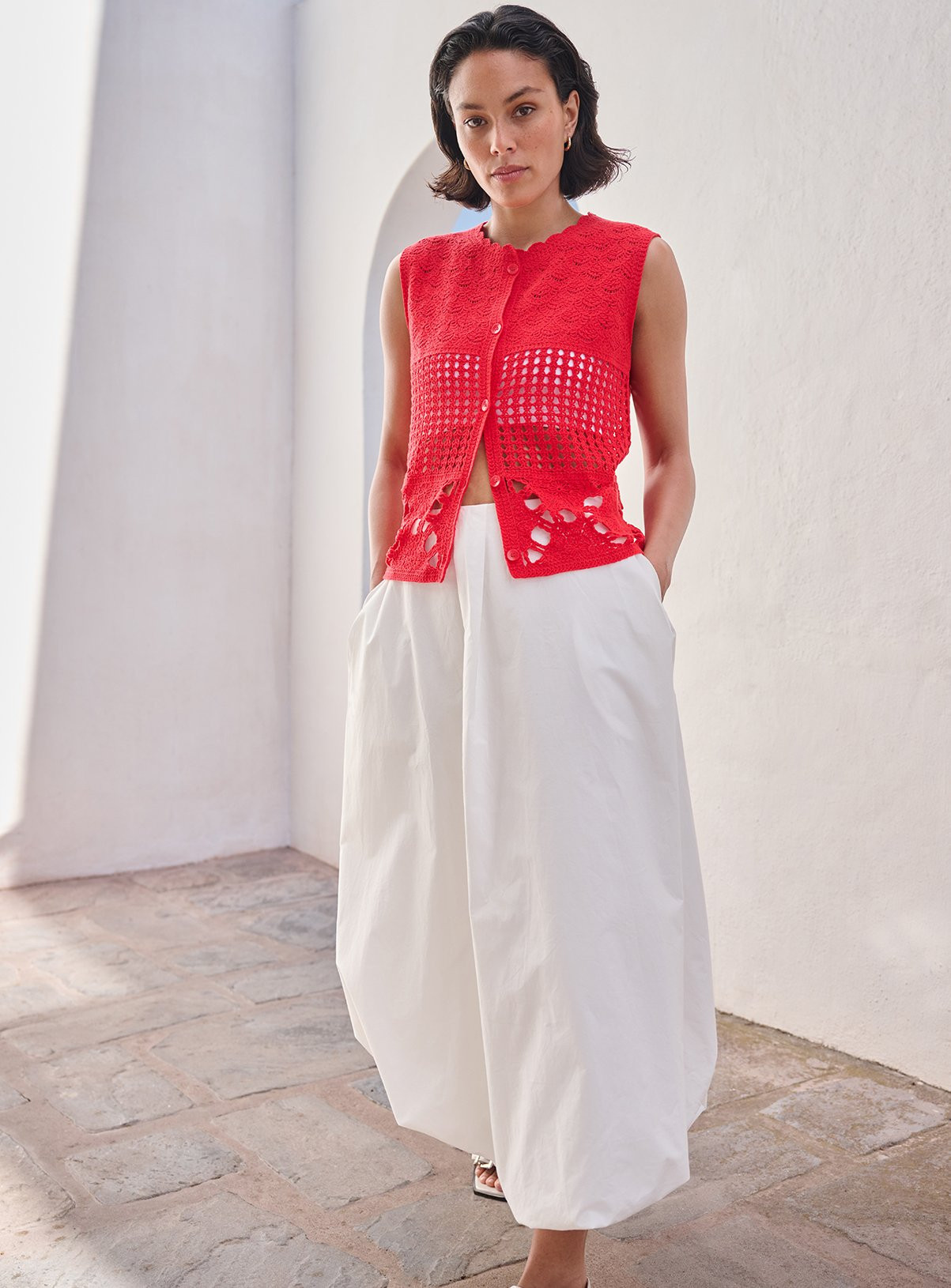 White Bubble Hem Poplin Midaxi Skirt | Tu Clothing