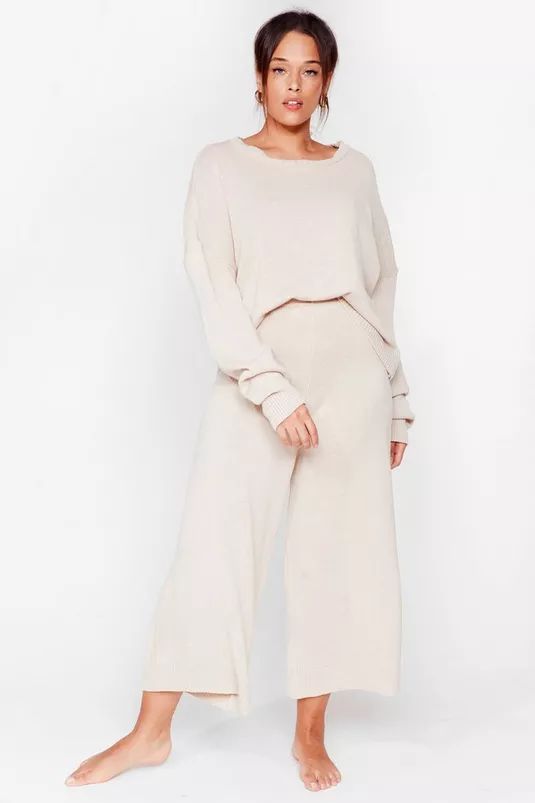 Plus Size Cropped Knitted Loungewear Set | Nasty Gal (US)