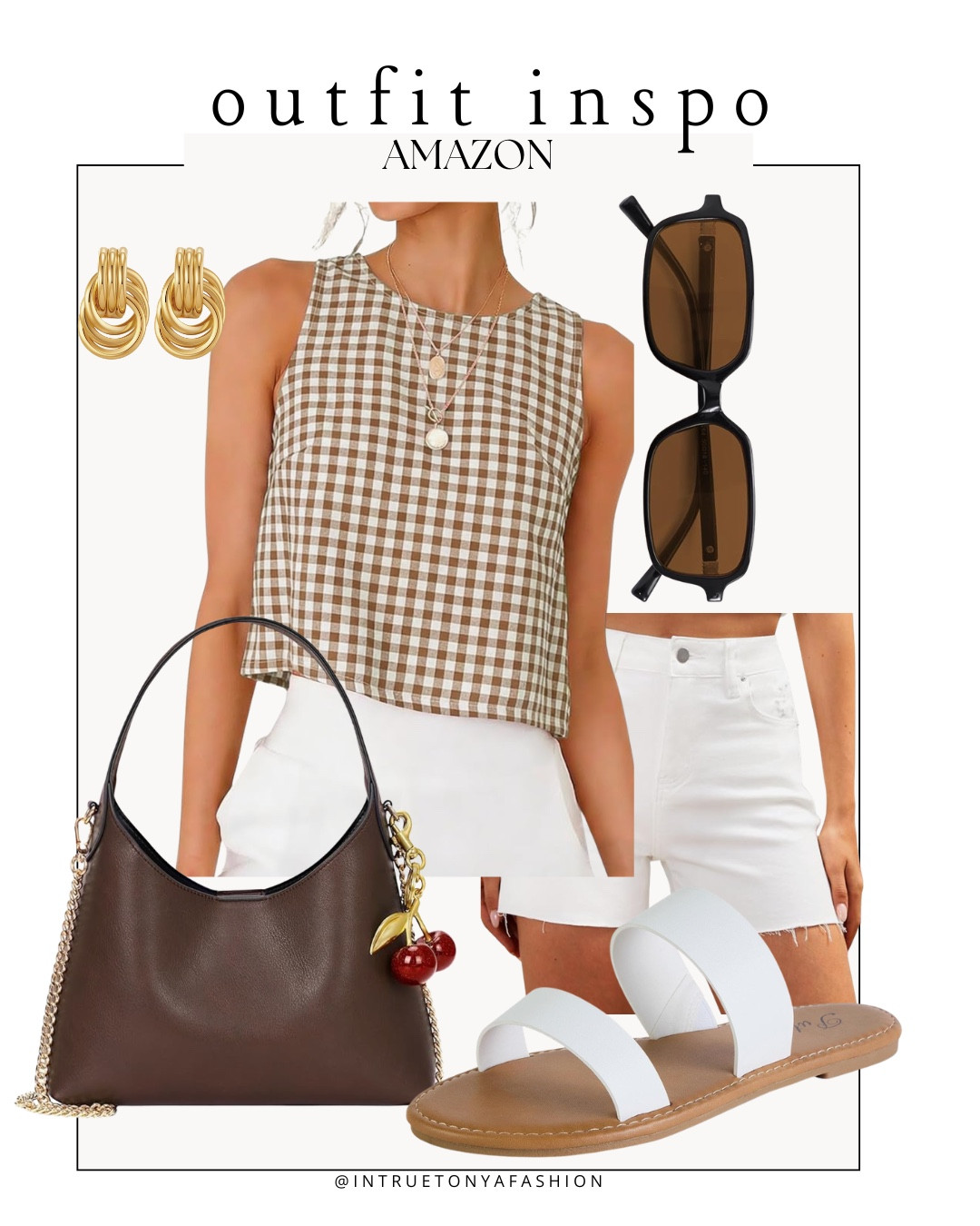 Summer outfit idea from amazon — gingham tank top, white denim shorts, brown purse, white sandals and gold earrings 






Amazon outfits every outfit inspo, outfit ideas, casual outfits amazon, amazon outfits every day, spring outfits 2026, summer outfits

#LTKSaleAlert #LTKootd #LTKPetite