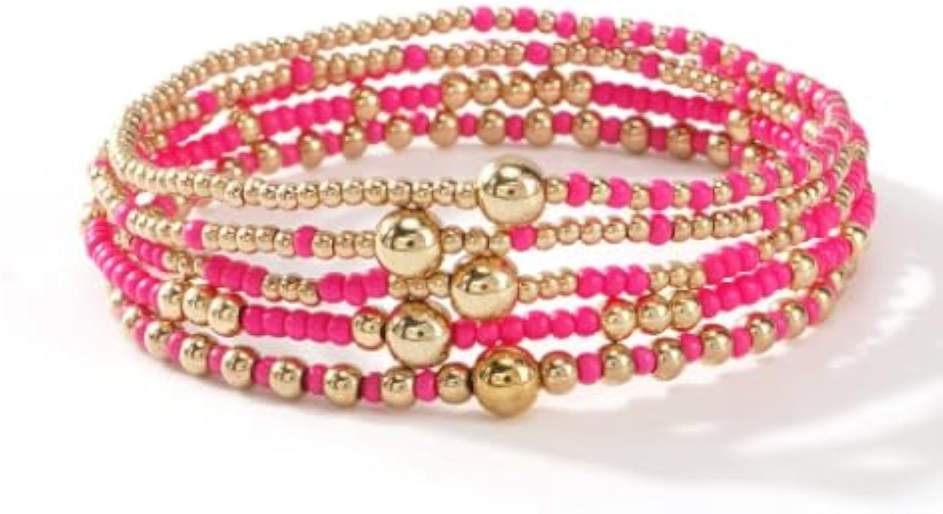 Caiyao Bohemia Multilayer Resin Beaded Stackable Bracelets Set Colorful Surfer Heishi Gold Beaded... | Amazon (US)