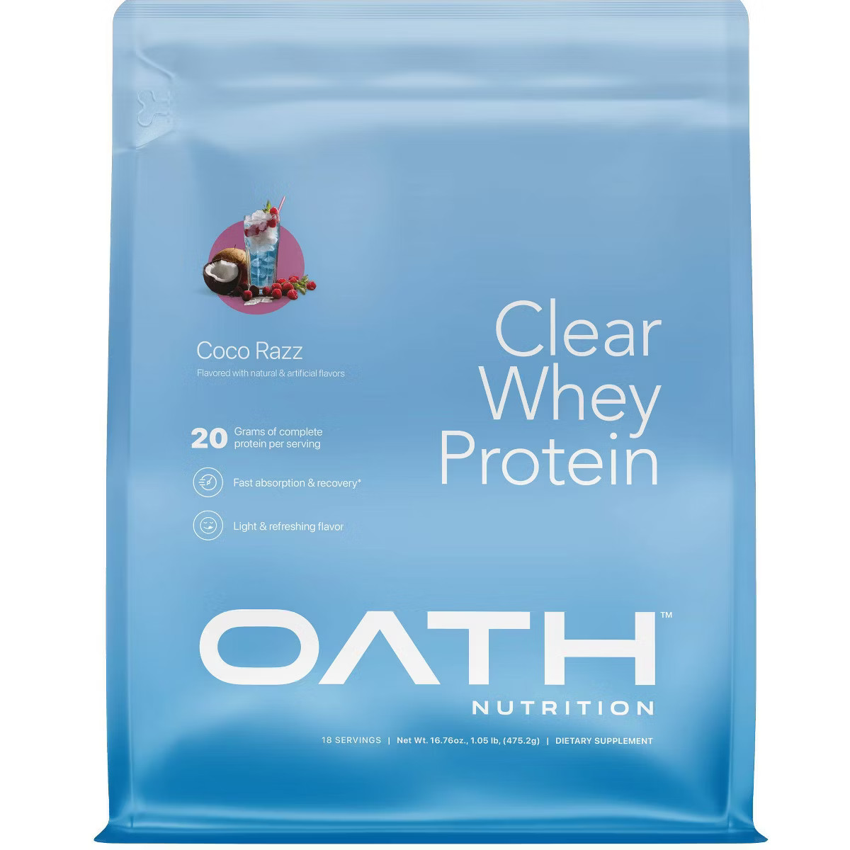 Oath Nutrition Clear Whey Protein Powder - Coco Razz - 18 Servings | Target