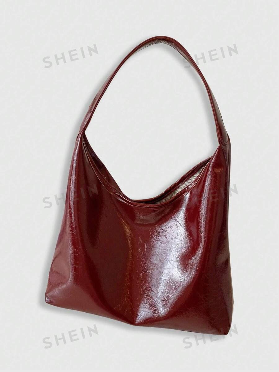 ROMWE Goth Fashionable Ladies Shoulder Bag Versatile Women Bag, Fashionable Burgundy Bag | SHEIN