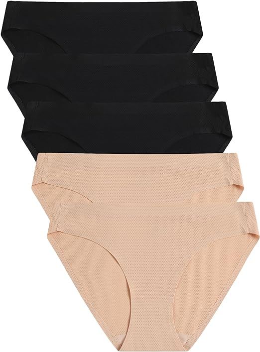 voenxe Women Bikini Underwear,Seamless Breathable Ladies Panties,No Show Comfortable Briefs Undie... | Amazon (US)