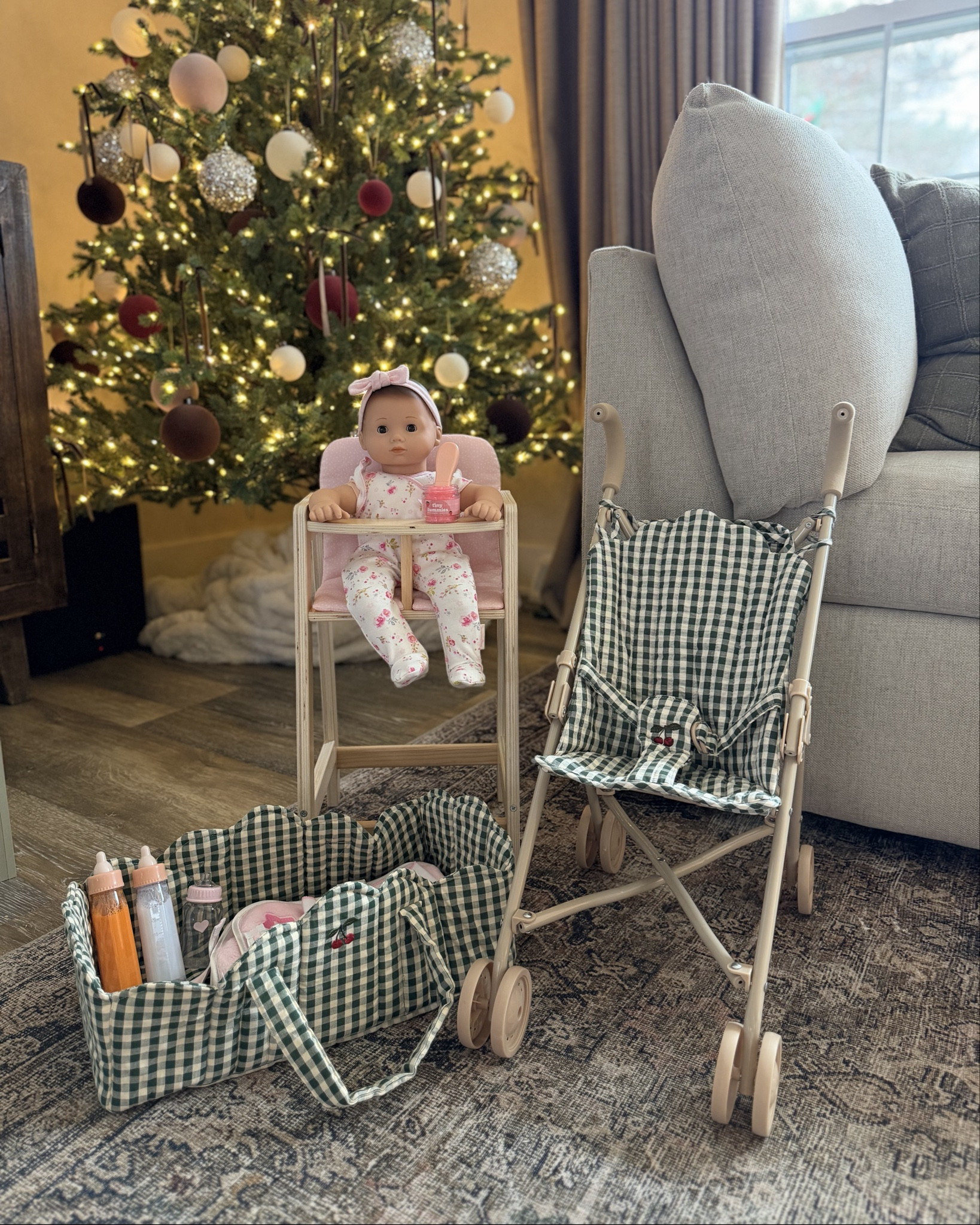 Evelyn’s Bitty Baby & her baby accessories she got for Christmas 🤍🤍 I grabbed her the set that comes with the diaper, wipes, blanket, baby rattle and bottle!! Love the outfit she came in too 🥹 already ordered her some vintage BB outfits from the 90s, I can’t wait to come. 

Babydoll accessories, babydoll food, babydoll high chair, American girl doll, Konges Sloejd 

#LTKHoliday #LTKFindsUnder100 #LTKKids