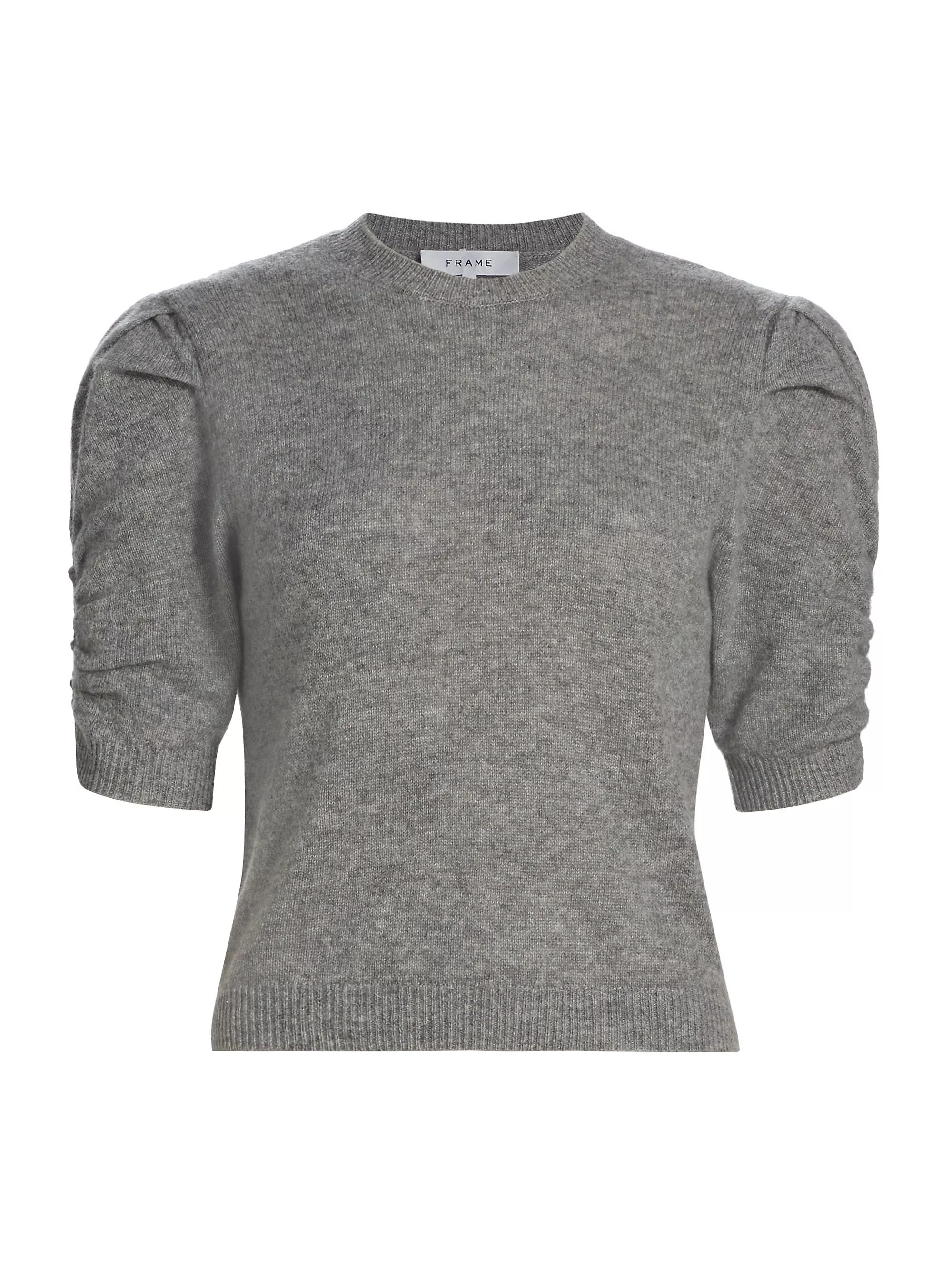 Shop Frame Ruched Sleeve Cashmere-Wool Sweater | Saks Fifth Avenue | Saks Fifth Avenue