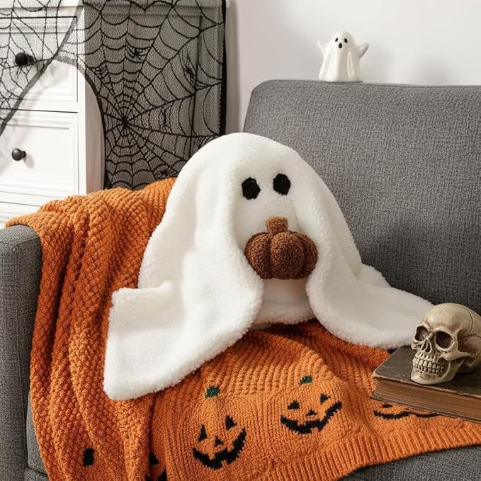 Ghost with Pumpkin Pillow, 11 Inch Ghost Plush Toy Halloween Decor, Cute Soft Halloween Party Dec... | Amazon (US)