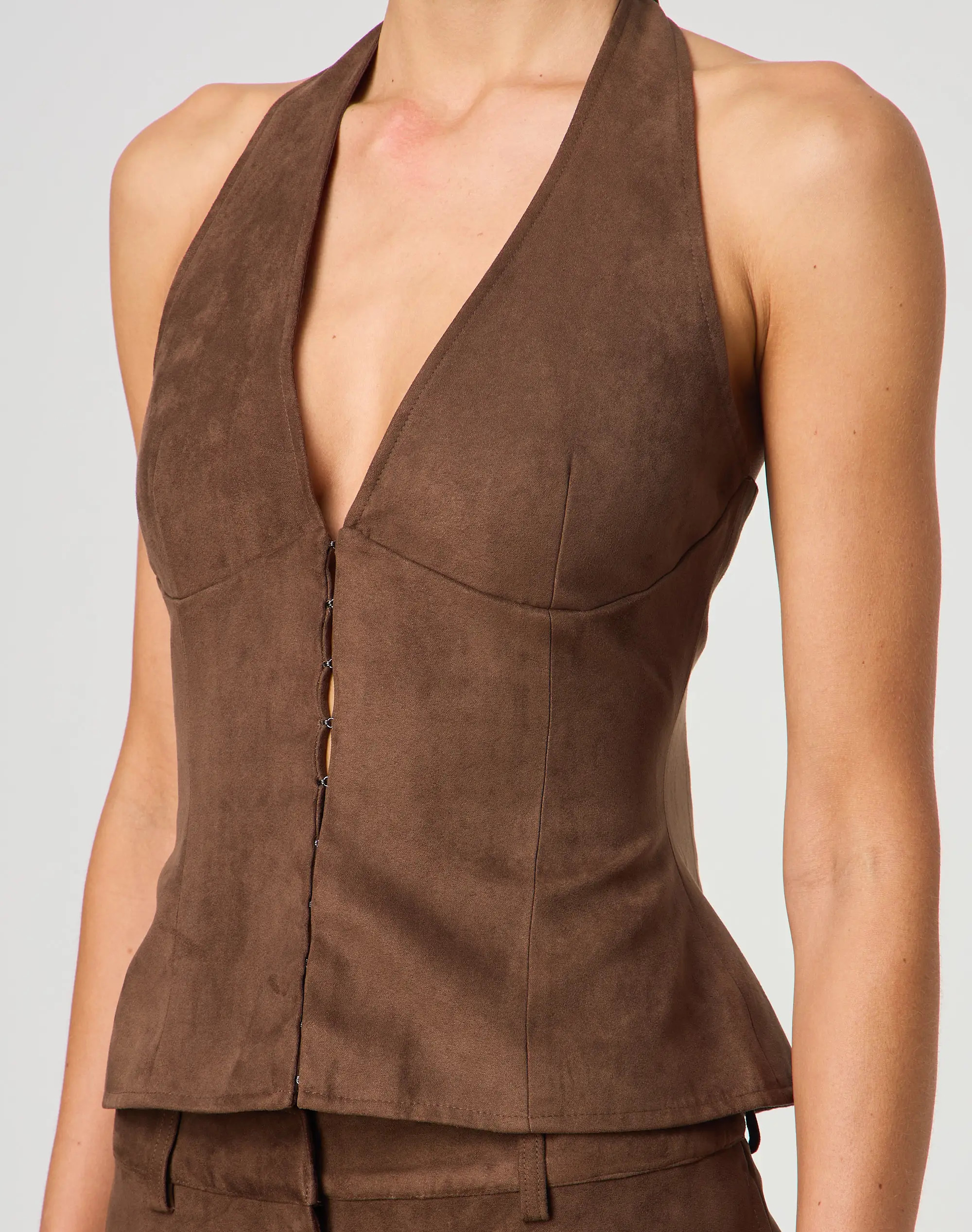 Faux Suede Halter Hook and Eye Top | Glassons (Australia)