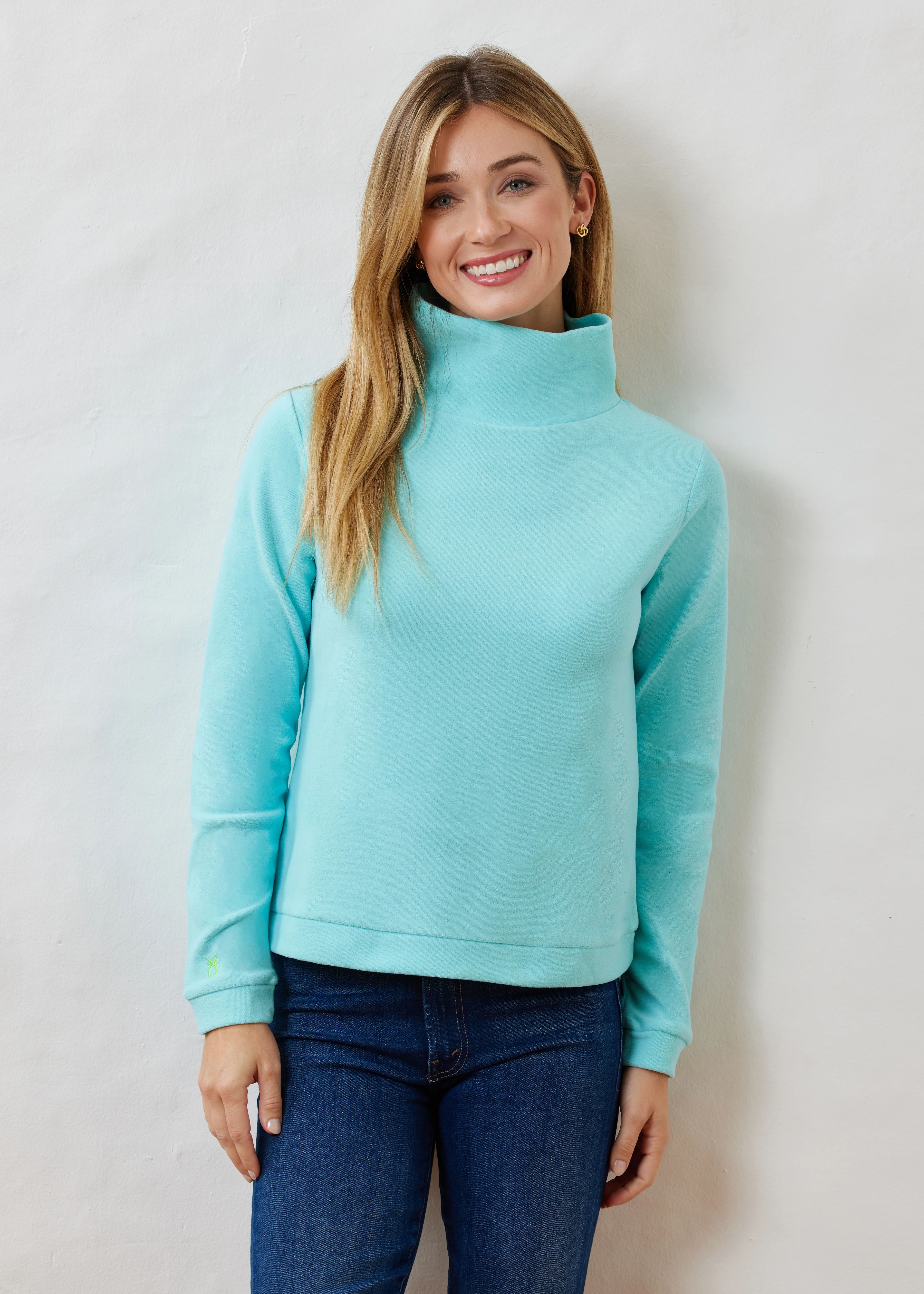 Park Slope Turtleneck in Terry Fleece (Mint) | Dudley Stephens