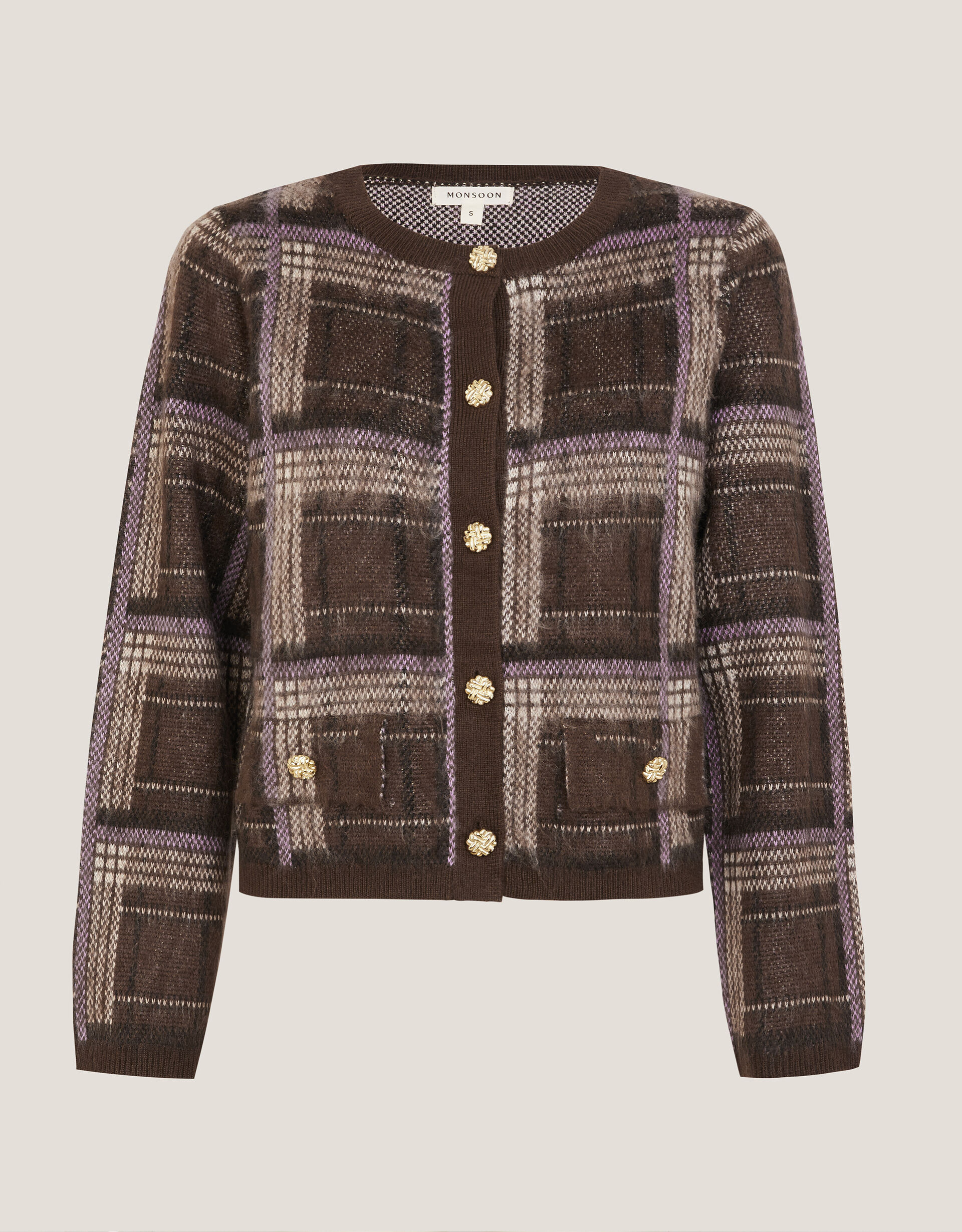 Carmen Check Cardigan Brown | Monsoon (UK)