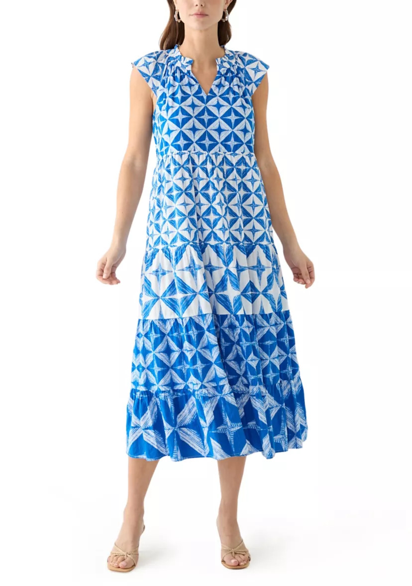 Women's Cap Sleeve Tiered Printed Maxi Dress | Belk