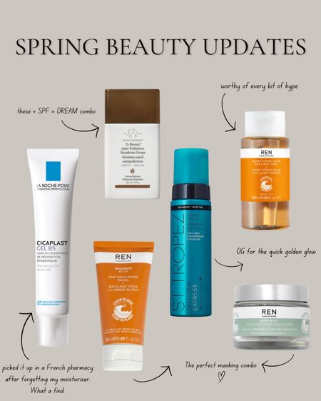 Must have spring beauty products for glowing, hydrated, bronzed skin

self tan, barrier repair skincare, sensitive skin, d bronzi, drunk elephant, fake tan tips, cica cream, ren, spring skincare, summer skin 

#springskincare #springbeauty #springnskin 

#LTKbeauty #LTKeurope #LTKstyletip