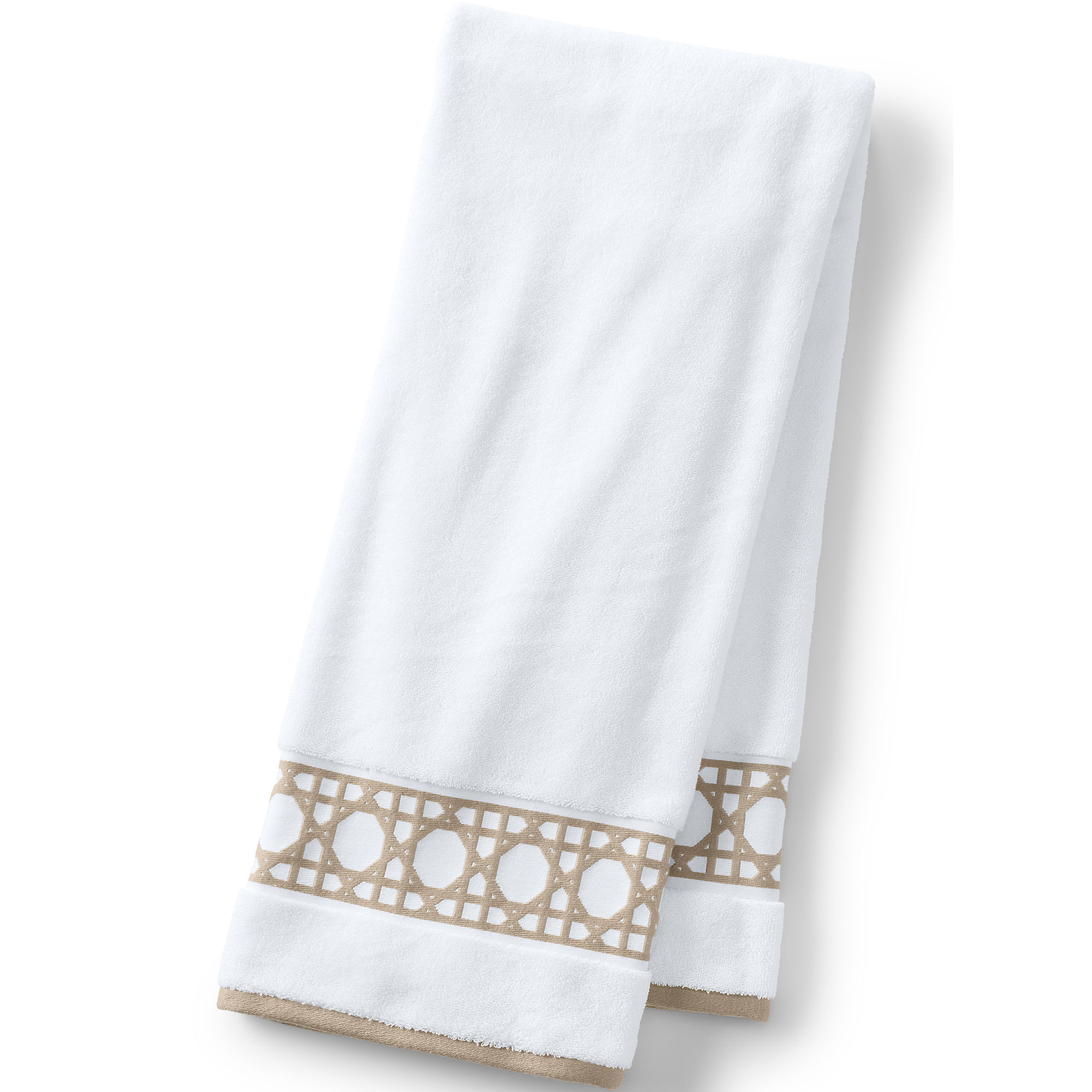 Premium Supima Cotton Cane Weave Jacquard Border Bath Towel | Lands' End (US)