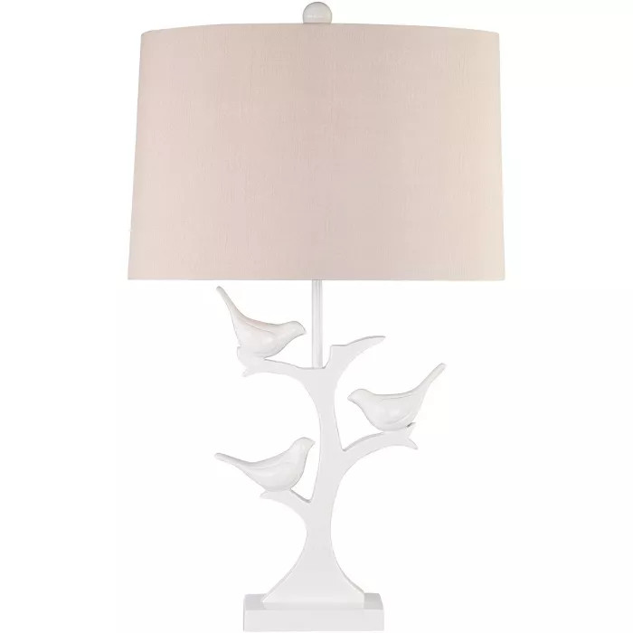 360 Lighting Country Cottage Table Lamp Trio White Bird Oatmeal Oval Shade Living Room Bedroom Be... | Target