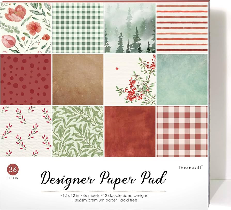 Vintage Berry12x12 Scrapbooking Cardstock Decorative Paper for Card Making Background Origami Tex... | Amazon (US)