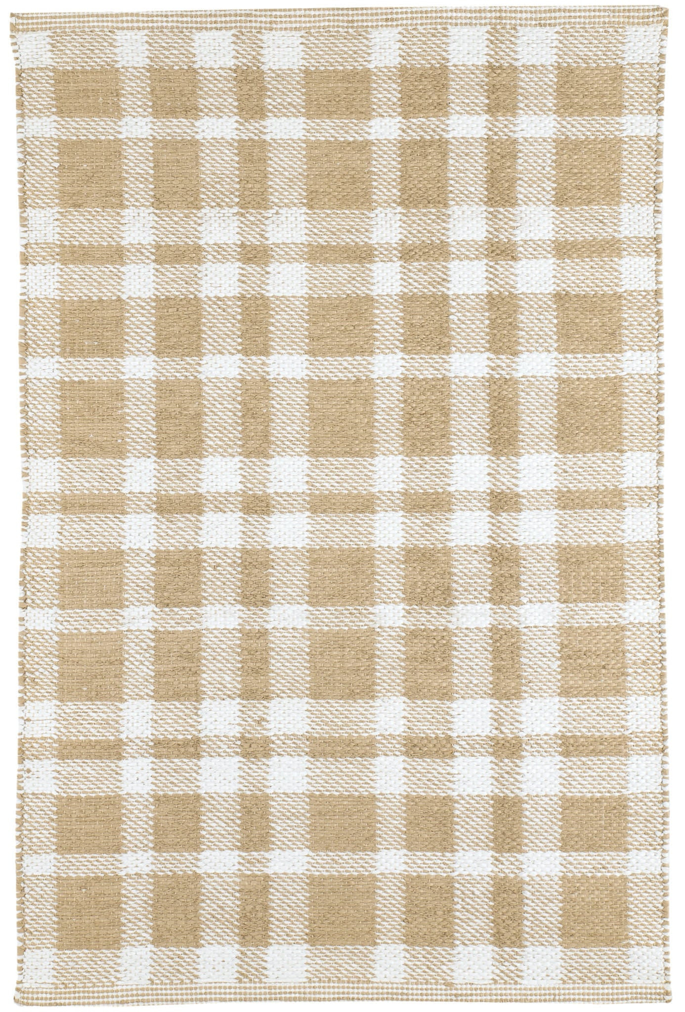 Khaki Tattersall Handwoven Indoor/Outdoor 9' 6" x 13' 6" rug | Rugs USA