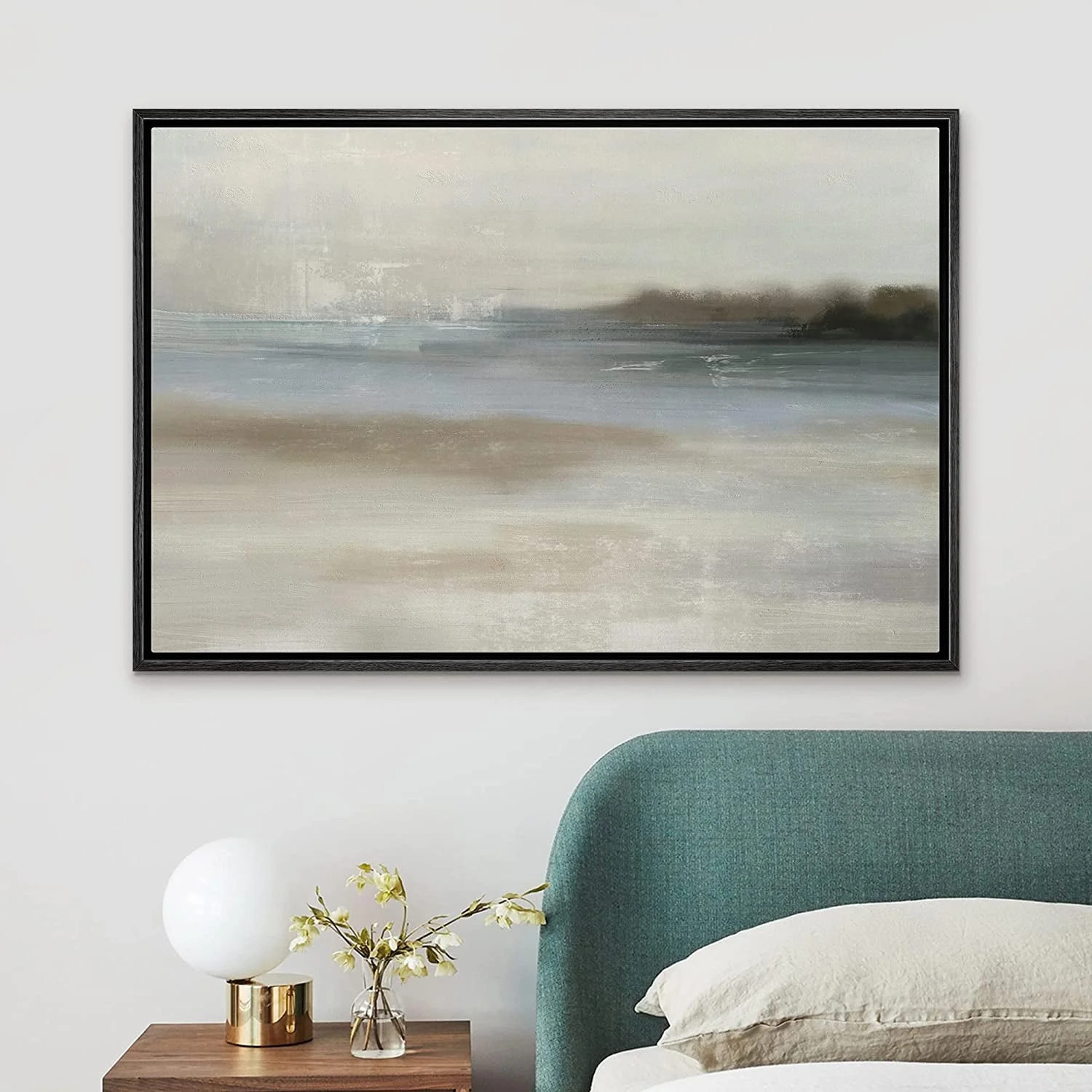 PixonSign Framed Canvas Print Wall Art Pastel Gray Blue Watercolor Landscape Abstract Shapes Illu... | Walmart (US)