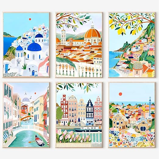 cupmod 6 Packs Paint by Number for Adults,Scenery-Cityscape DIY Acrylic Oil Painting Paint by Num... | Amazon (US)