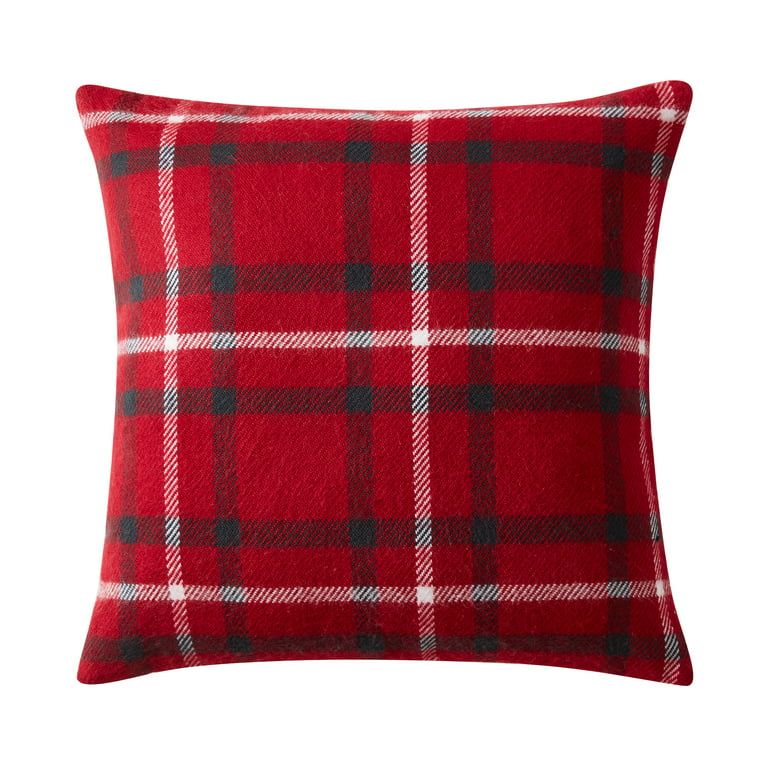 My Texas House Tatum 20" x 20" Farmhouse Red Plaid Acrylic-Cotton Square Decorative Pillow Cover ... | Walmart (US)