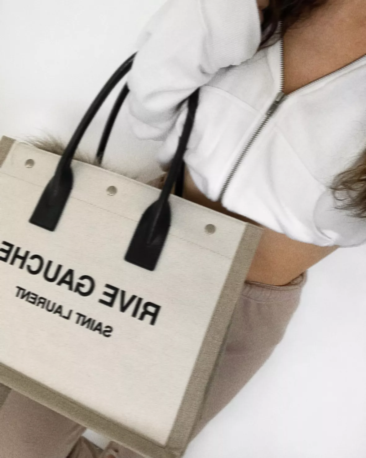 Saint Laurent Rive Gauche Shopping Tote Bag - Neutrals