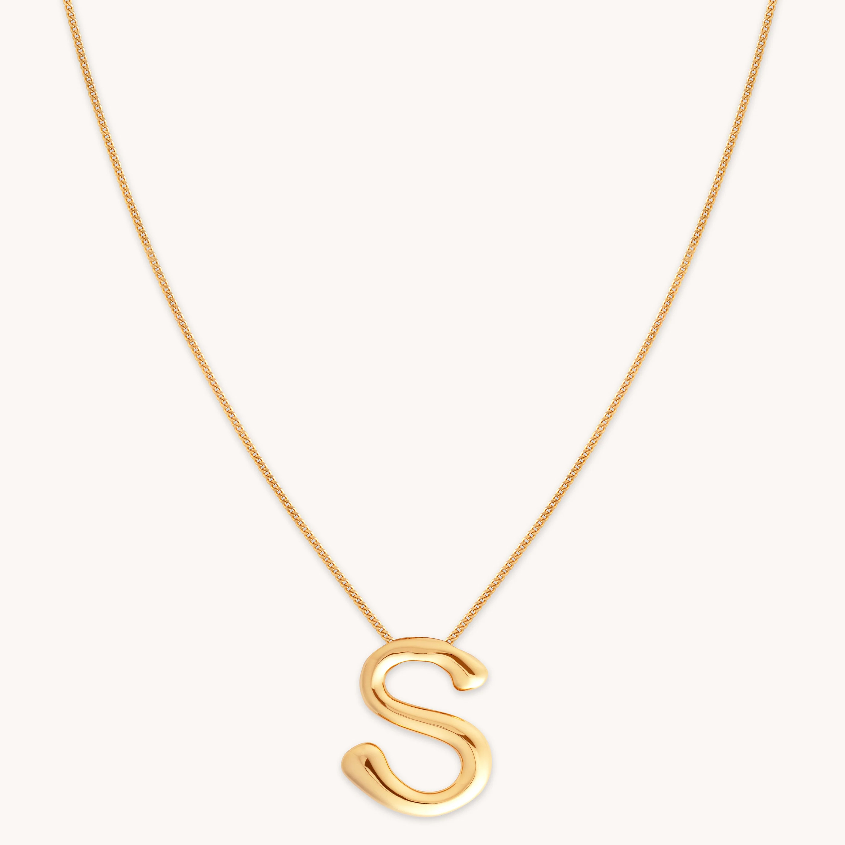 S Bold Initial Gold Necklace | Astrid & Miyu Necklaces | Astrid and Miyu
