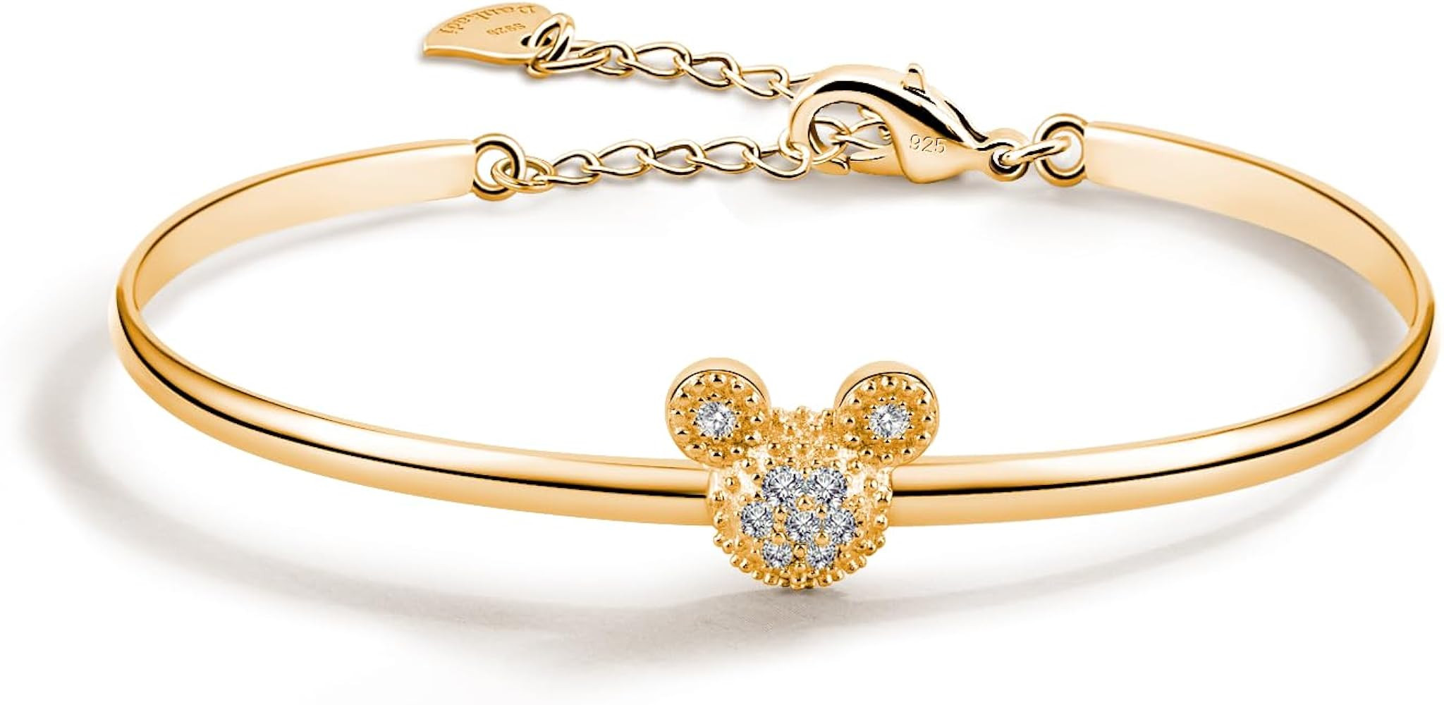 925 Sterling Silver Cute Mickey Bangles Fashion Women Charm Bracelet Adjustable Size Fine Jewelry... | Amazon (US)