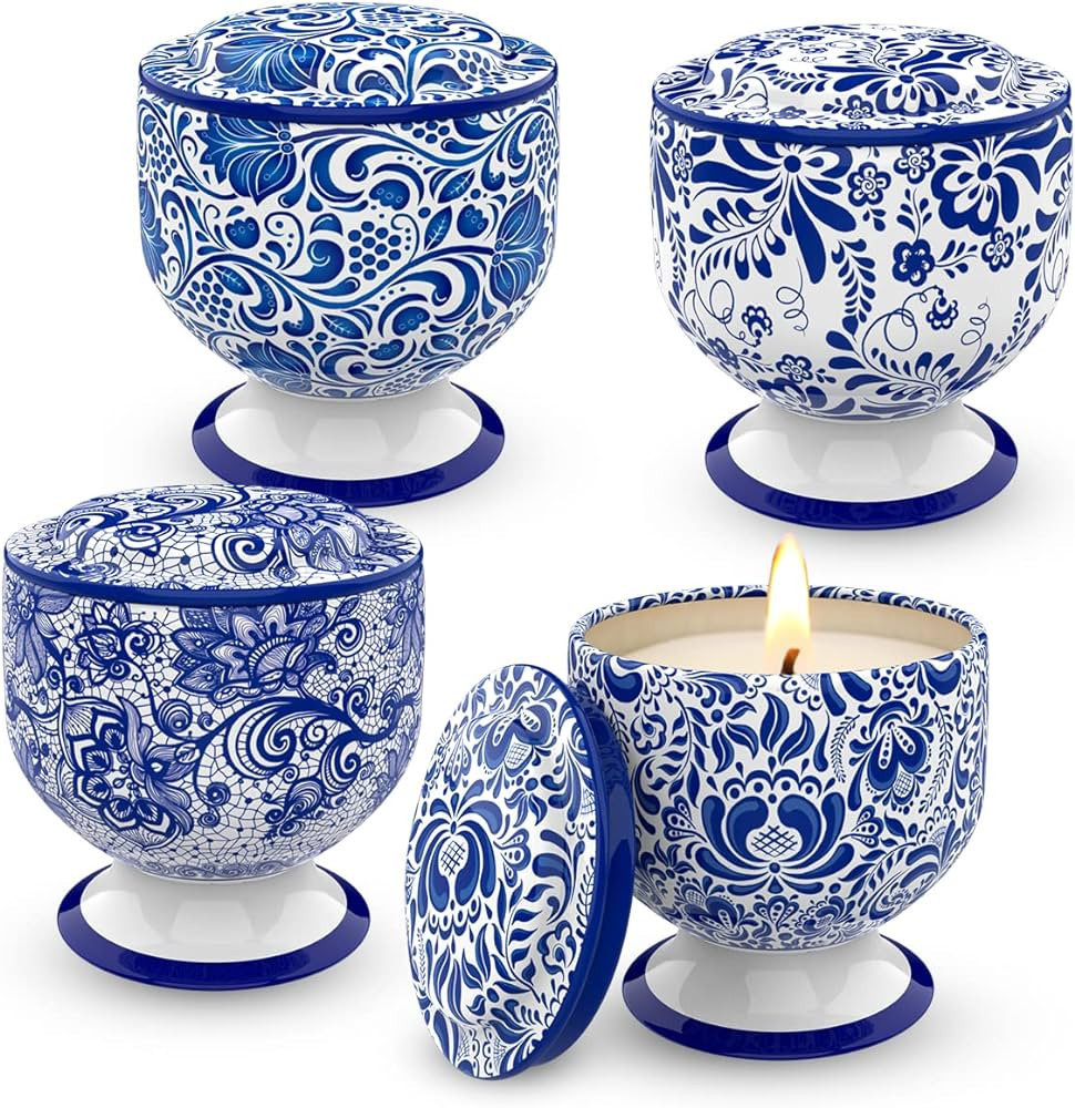 Christmas Scented Candles Gift Set for Home Women Soy Wax Freesia, Vanilla, Rosemarry&Lavender, C... | Amazon (US)