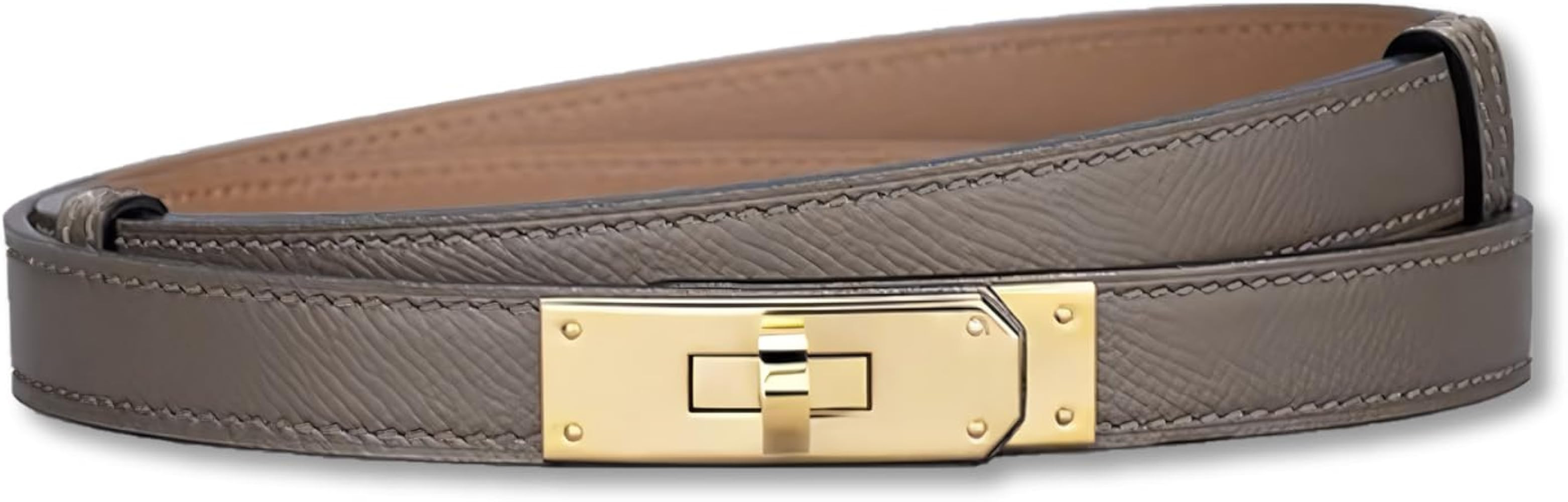 LumiSyne Women Skinny Leather Belt Solid Color Alloy Turn Lock Adjustable Waistband Thin Waist Be... | Amazon (US)