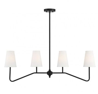 4-Light Matte Black Linear Chandelier, Lights Reimagined (8040AEZ) | Lighting Reimagined