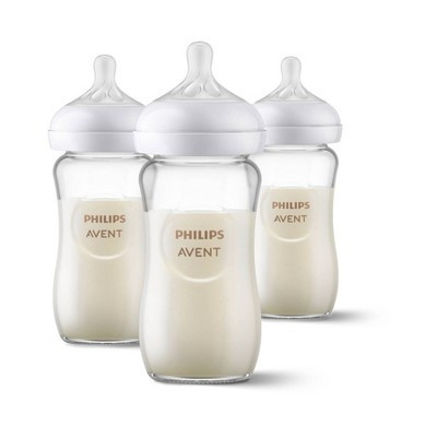 Philips Avent Natural Glass Baby Bottles with Response Nipples - 8oz/3pk: BPA-Free, Breast Pump Compatible, Silicone Nipple | Target