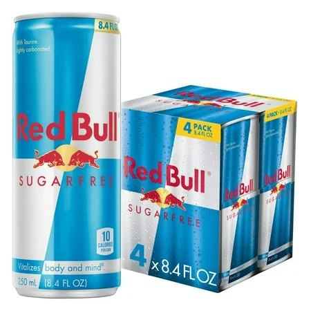 Red Bull Sugarfree Energy Drink, 80mg Caffeine, 8.4 fl. oz., Pack of 4 Cans | Walmart (US)