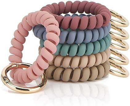 6PCS Wristlet Keychain, Colorful Spiral Coil Hair Tie for Women, Sauna Accessaries Wrist Coil Key... | Amazon (US)