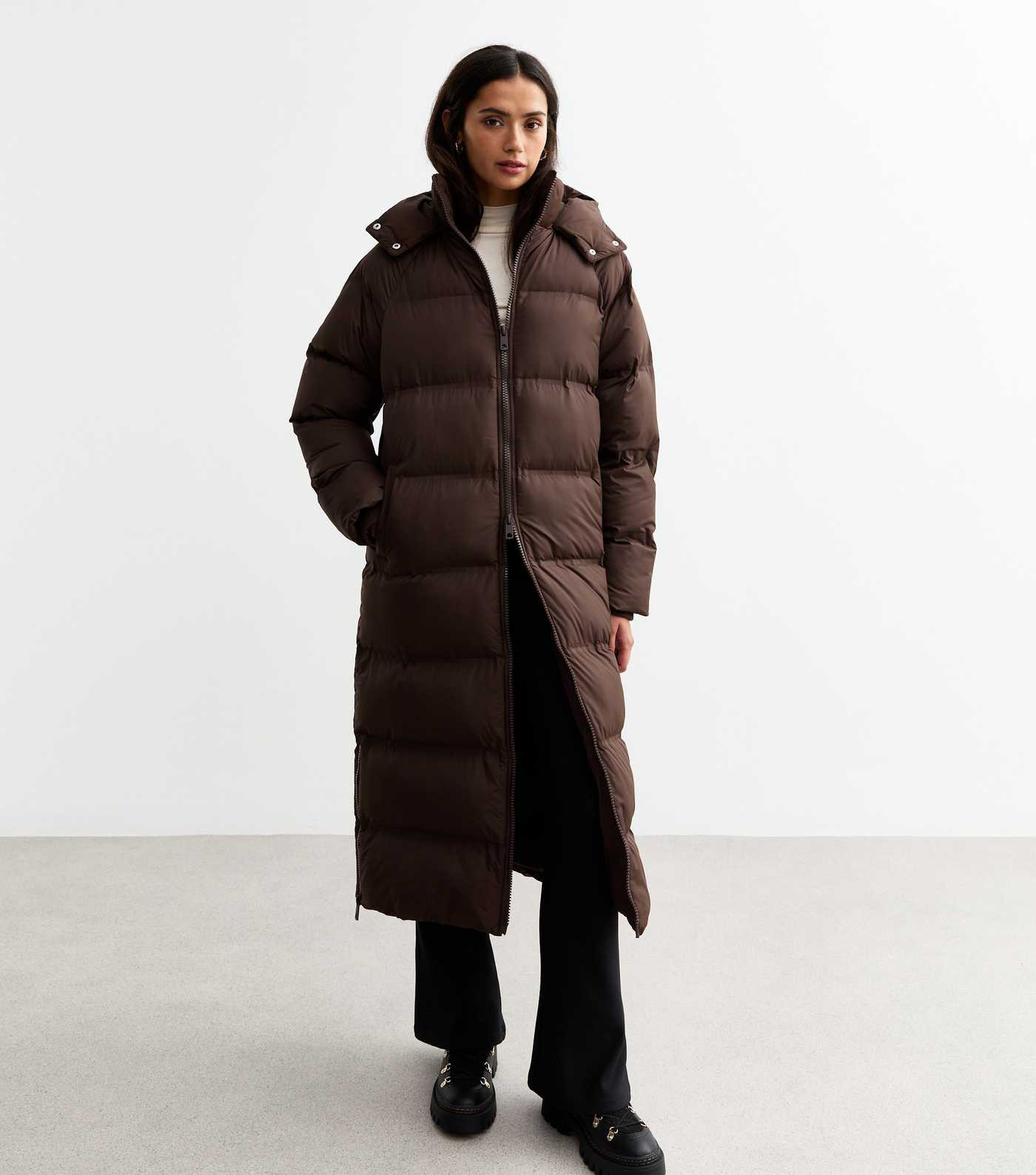 Tall Brown Hooded Longline Puffer Coat | New Look | New Look (UK)