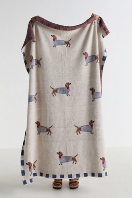 Parisian Dachshund Dog Cotton Knit Throw | Anthropologie (US)