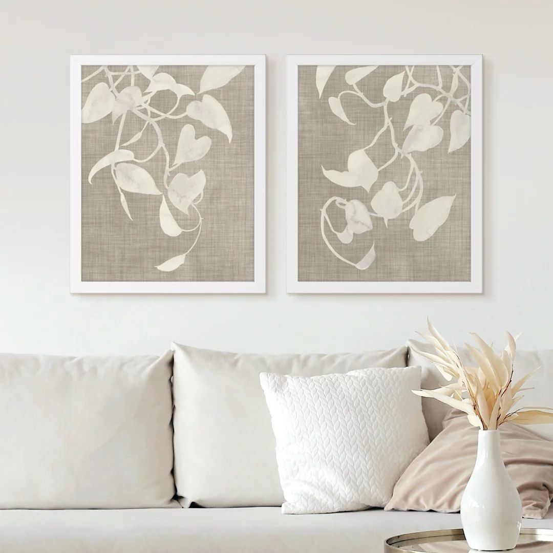 My Texas House Burlap Botanical Vines Framed Print Set of 2, 11" x 14" | Walmart (US)