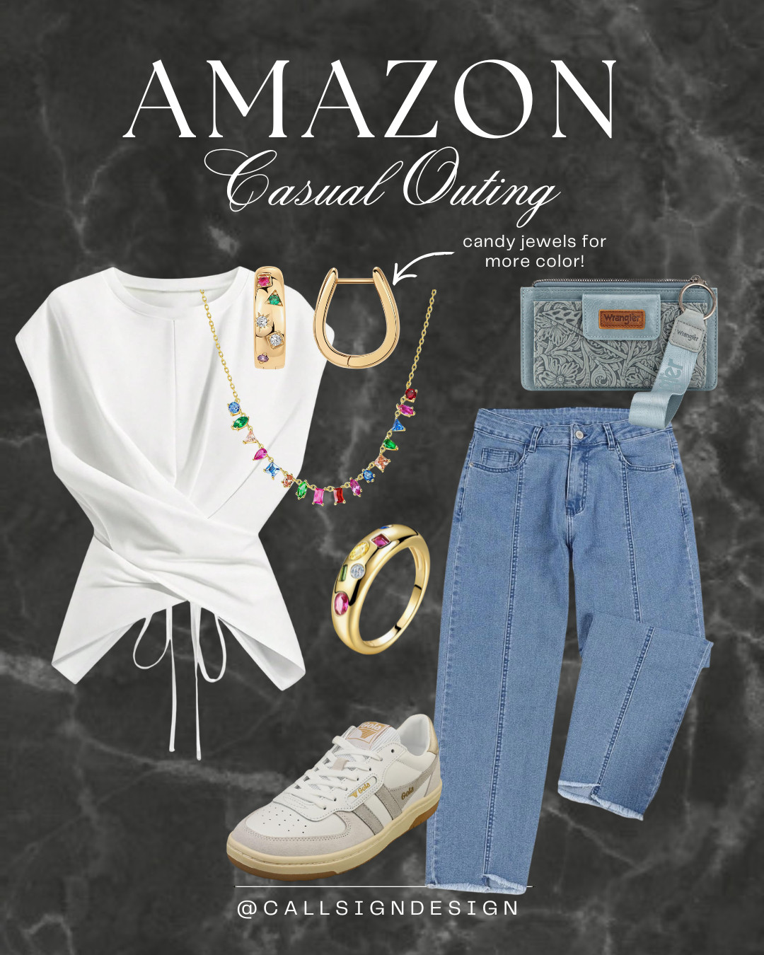 Elevated casual, done right ✨🤍
White wrap top paired with distressed denim jeans for that perfect balance. Styled with Gola sneakers for a laid back feel, and candy stone jewelry adds a playful pop of color. Easy, polished, and effortlessly cool! 

 #LTKdayinmylife #LTKgrwm #LTKootd